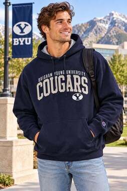 Champions Collegiate Brigham Young Cougars Navy Hoodie NWT. Mens 2XL